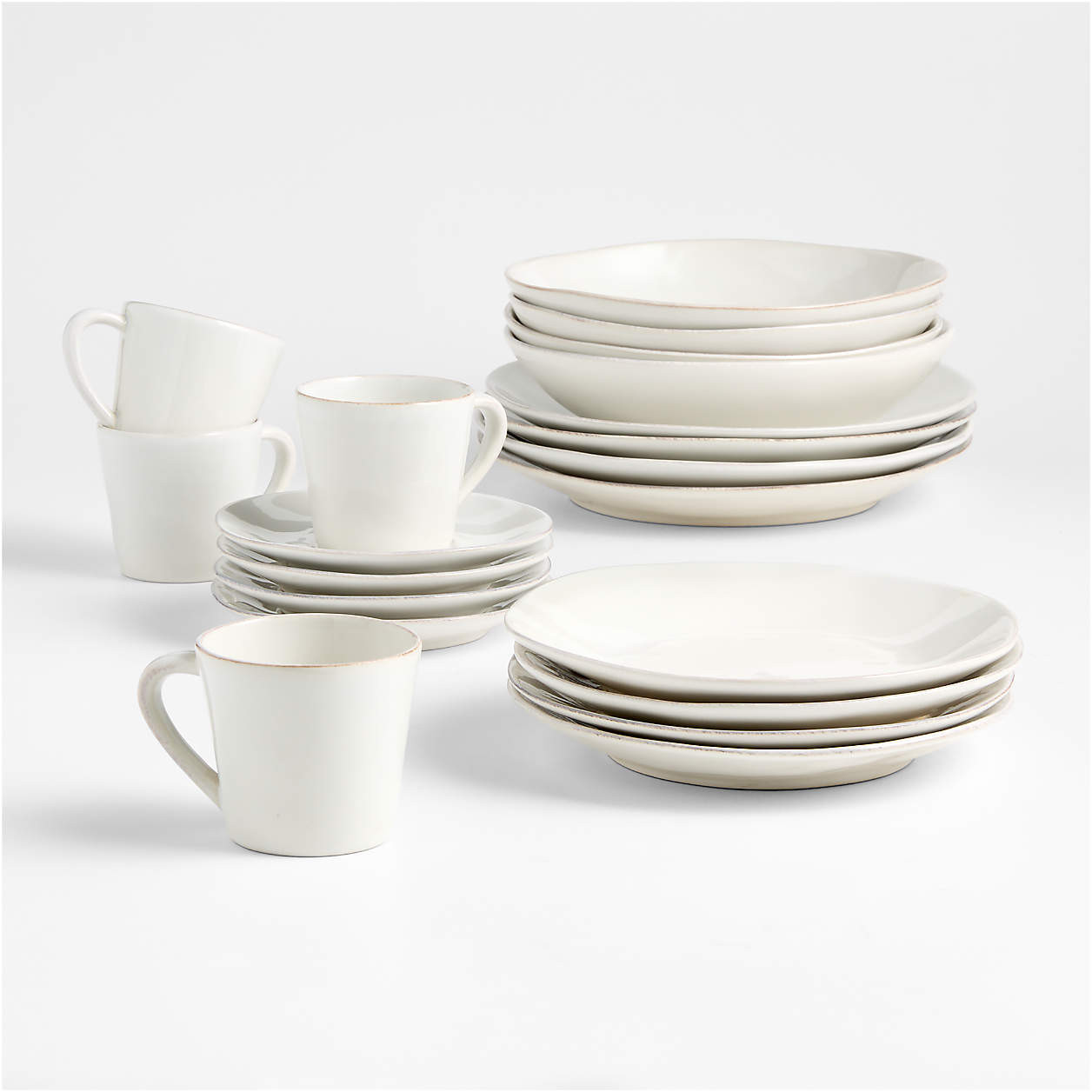 Marin White Stoneware 20-Piece Dinnerware Set + Reviews | Crate & Barrel | Crate & Barrel