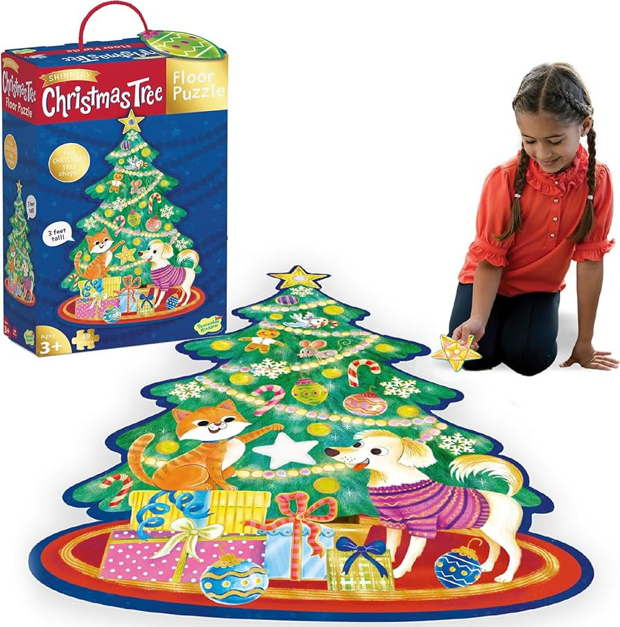 Peaceable Kingdom Shimmery Christmas Tree Floor Puzzle – Giant Floor Puzzle for Kids Ages 3 & up – F | Amazon (US)