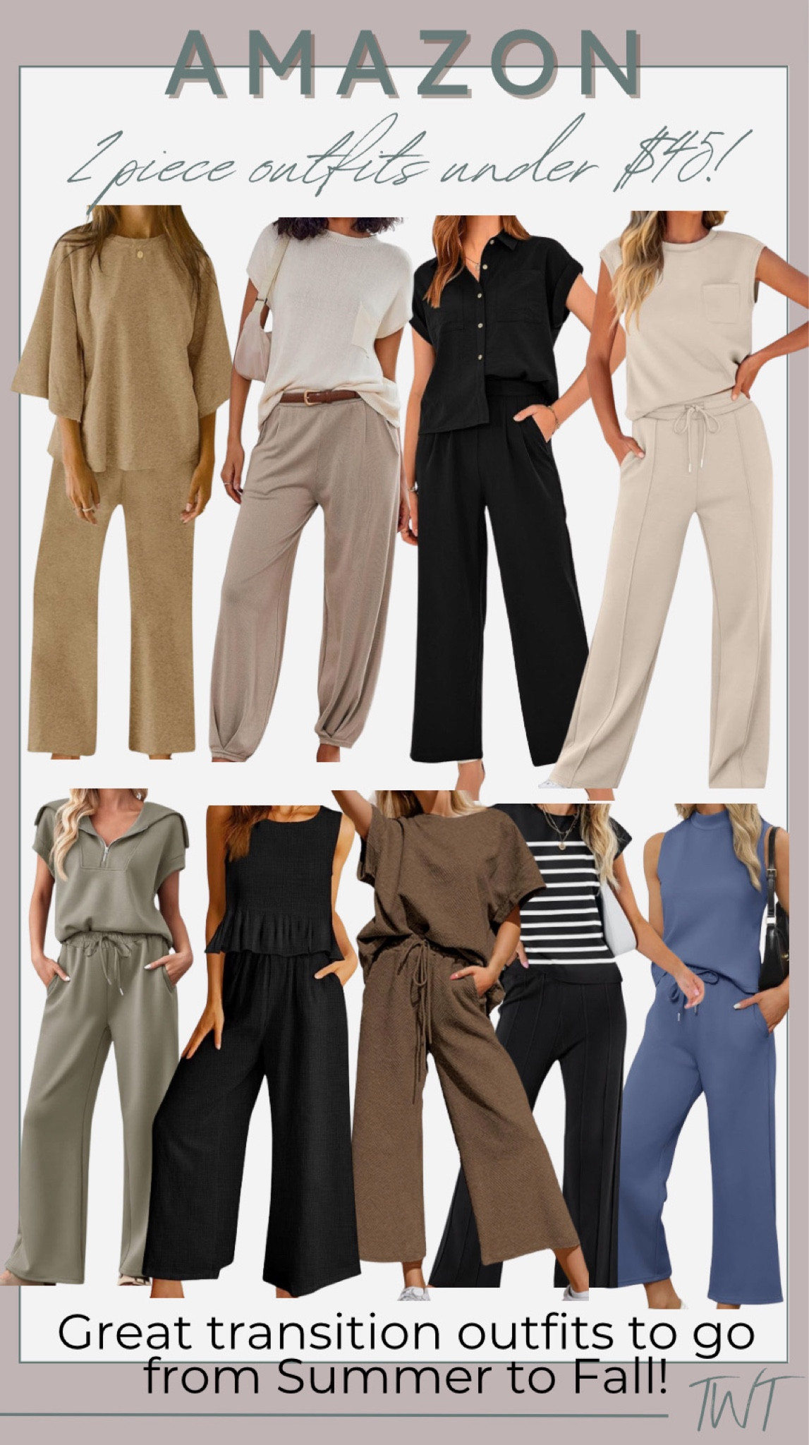 Women's Striped 2-Piece Lounge Set - Henley Shirt & Wide Leg Pants For Vacation, Travel - View #12