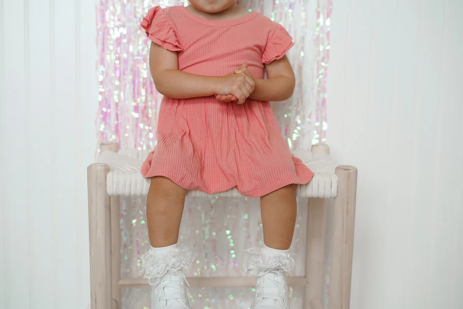 CORAL RIB DREAM CAP SLEEVE BODYSUIT DRESS | Dream Big Little Co.