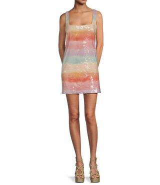 Gianni Bini x DANNIJO Twiggy Ombre Sequin Square Neck Sleeveless Mini Dress | Dillard's | Dillard's
