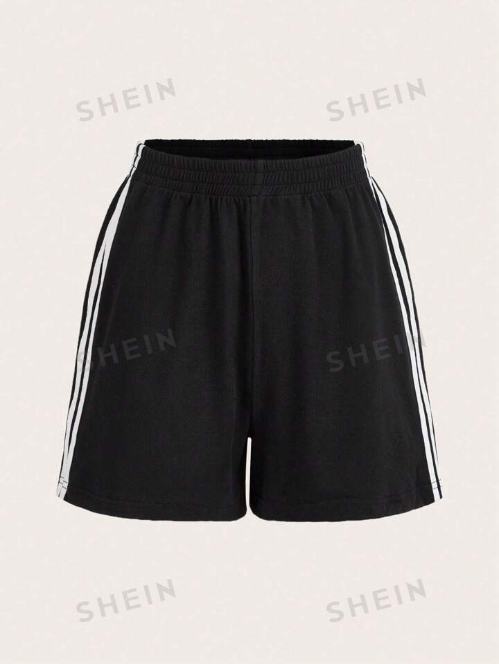 SHEIN EZwear Plus Striped Side Summer Shorts | SHEIN