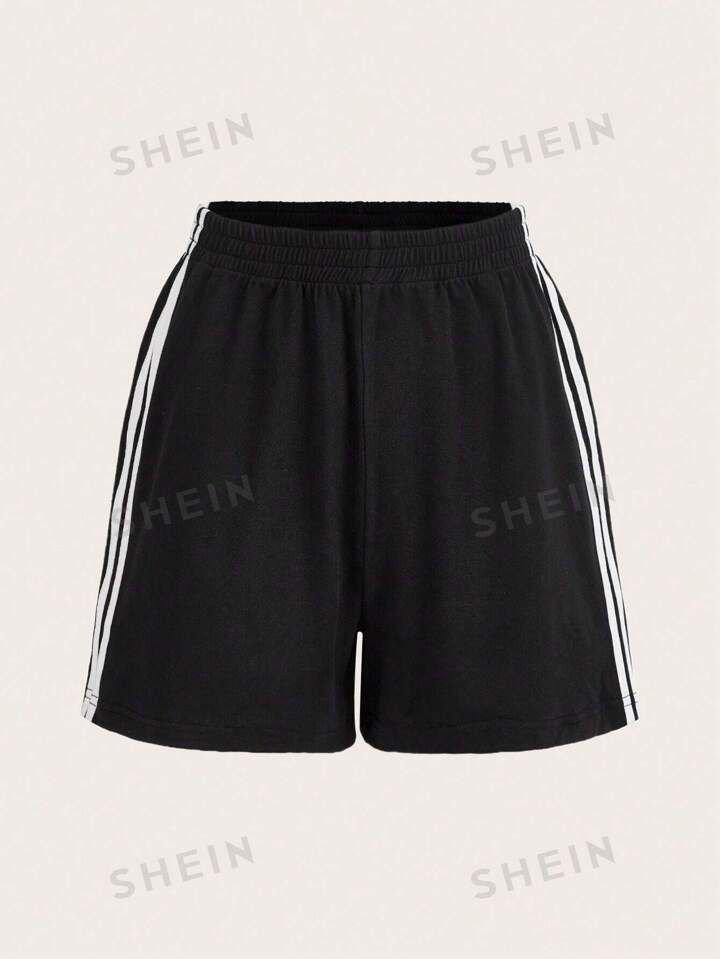 SHEIN EZwear Plus Striped Side Summer Shorts | SHEIN