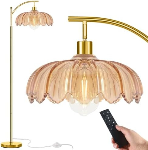 Gold Floor Lamp for Living Room with Remote,Unique Vintage Standing Tall Lamp,Mid Century Modern ... | Amazon (US)