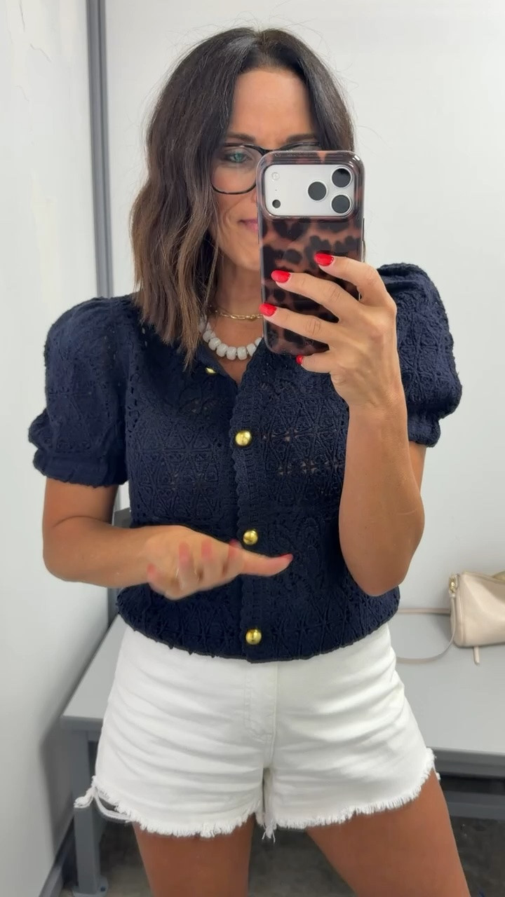 Okay Walmart!! This little crochet top is SO cute. The puff sleeves + gold buttons make it look way more expensive than it is. Such an easy one to dress up or wear with denim! Wearing an XS 🤍

#WalmartFashion #WalmartFinds #WalmartStyle #AffordableFashion #LTKFinds
