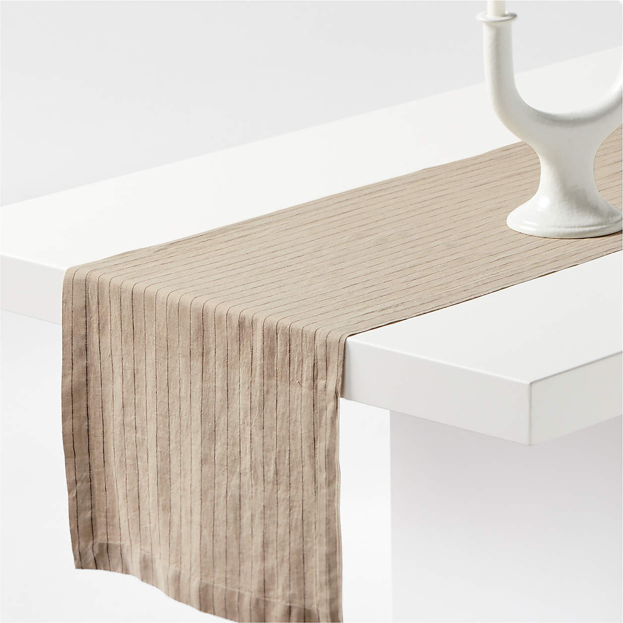 Marin 120" Ink Black EUROPEAN FLAX -Certified Linen Table Runner + Reviews | Crate & Barrel | Crate & Barrel