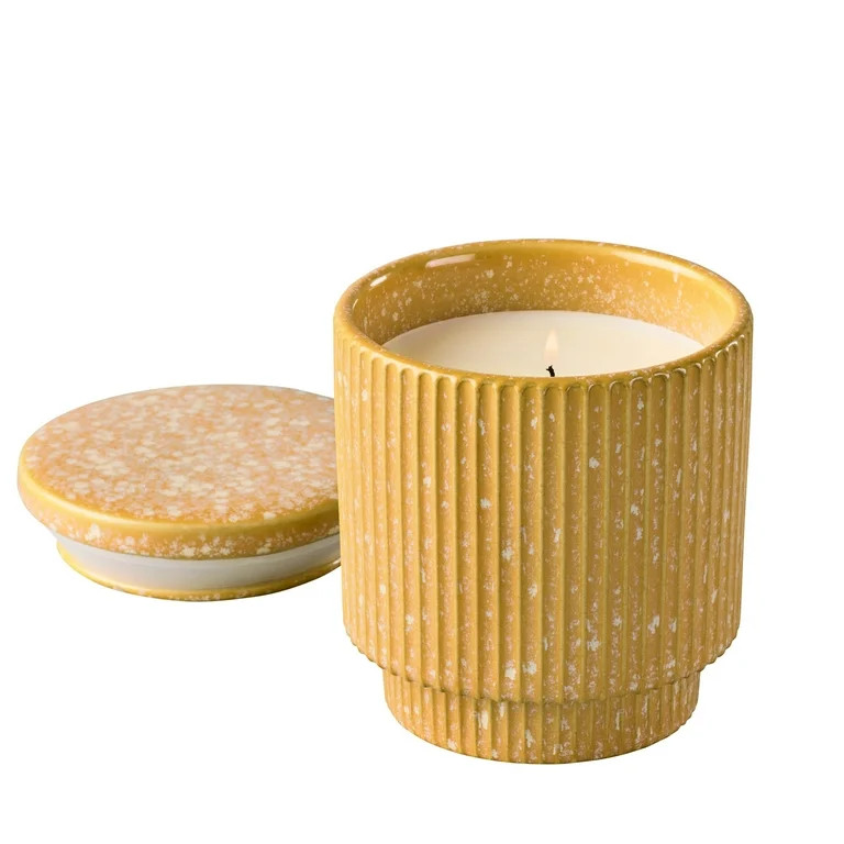 Better Homes & Gardens Lemon & Lavender Outdoor Citronella Candle, 15oz Yellow Ribbed Ceramic Jar | Walmart (US)