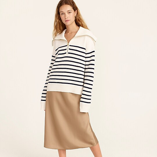 Cashmere half-zip pullover sweater in stripe | J. Crew US