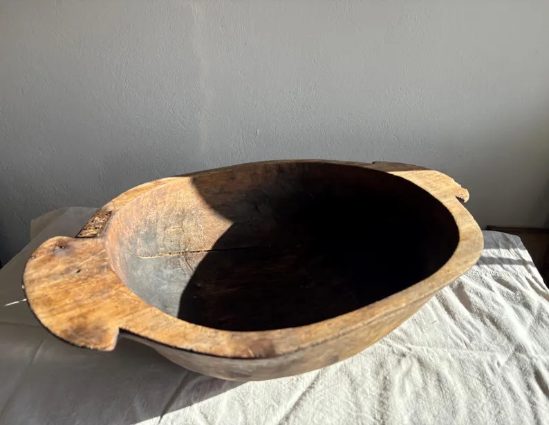 Vintage wooden dough bowl, Hand carved large rustic bowl | Etsy (US)