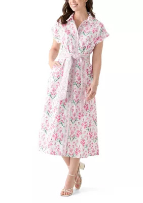 Women's Printed Belted Midi Dress | Belk