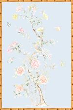 "Chinoiserie Garden 1" Framed Panel in "Sky" by Lo Home X Tashi Tsering | Lo Home by Lauren Haskell Designs