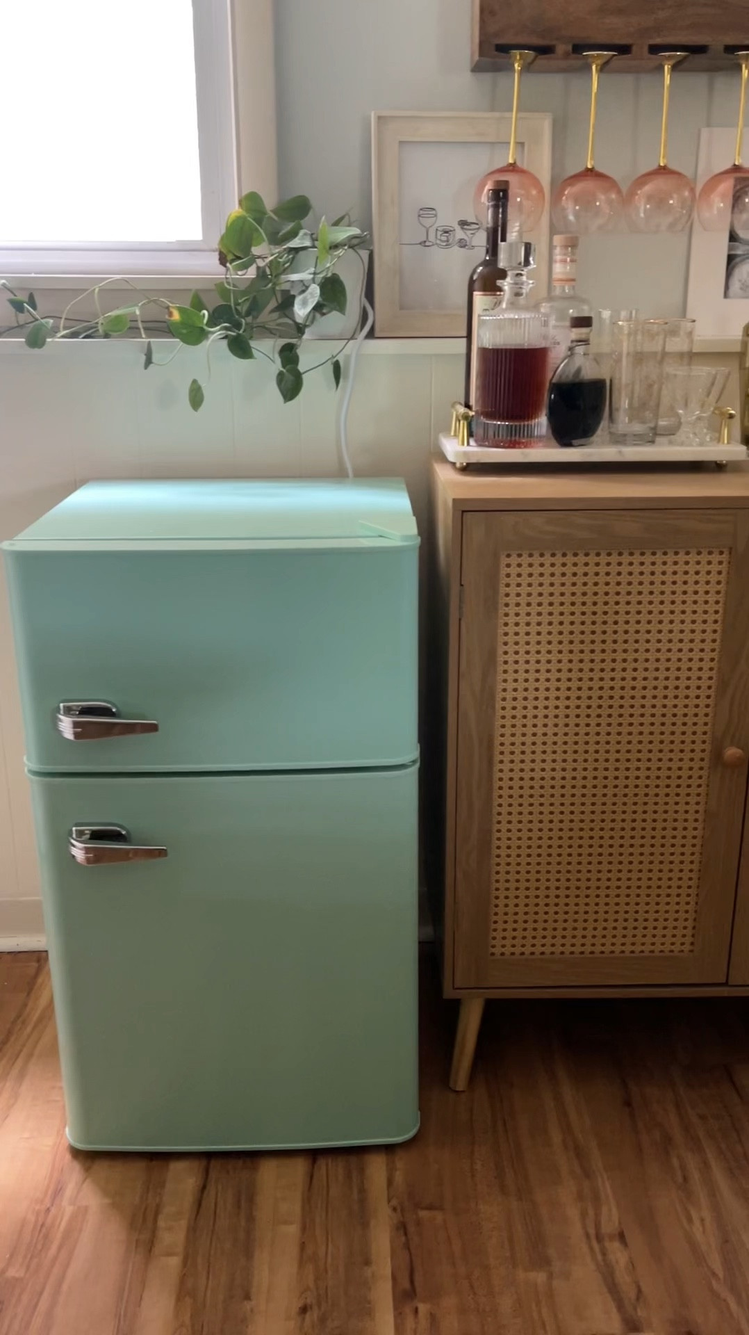 Cutest bar cart set up now with our new mini fridge 

#LTKHome #LTKParties #LTKStyleTip