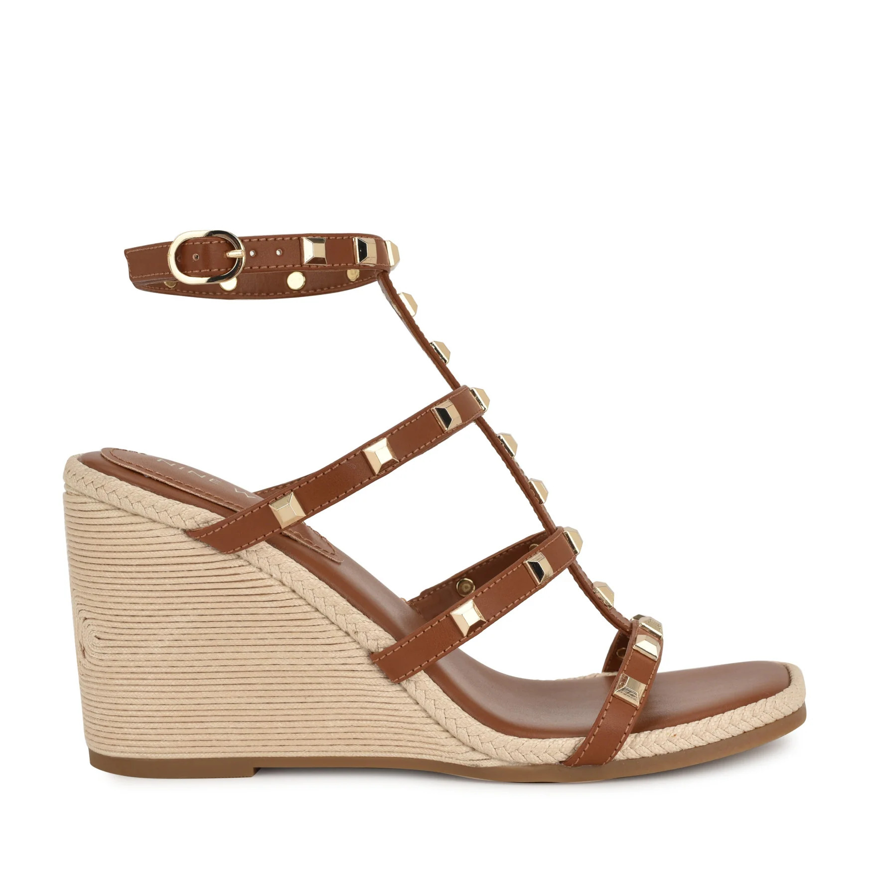 Women's Sardis Studded Wedge Sandals - Brown | Nine West | Nine West (US)