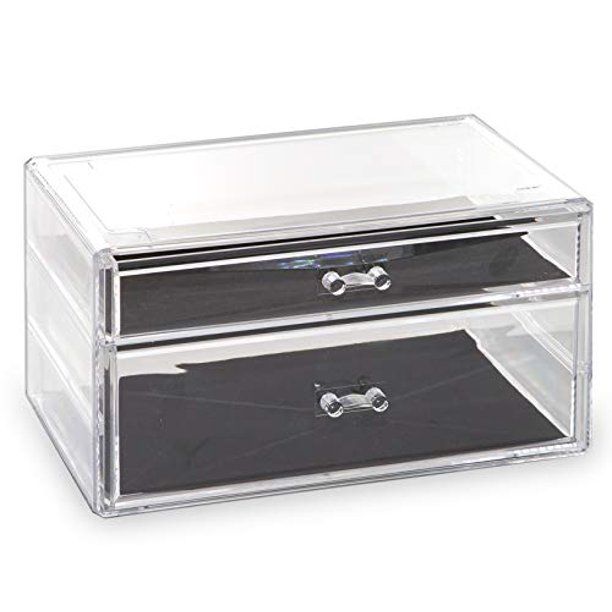 BINO 2 Drawer Acrylic Jewelry and Makeup Organizer, Clear Cosmetic Organizer Vanity Storage Displ... | Walmart (US)