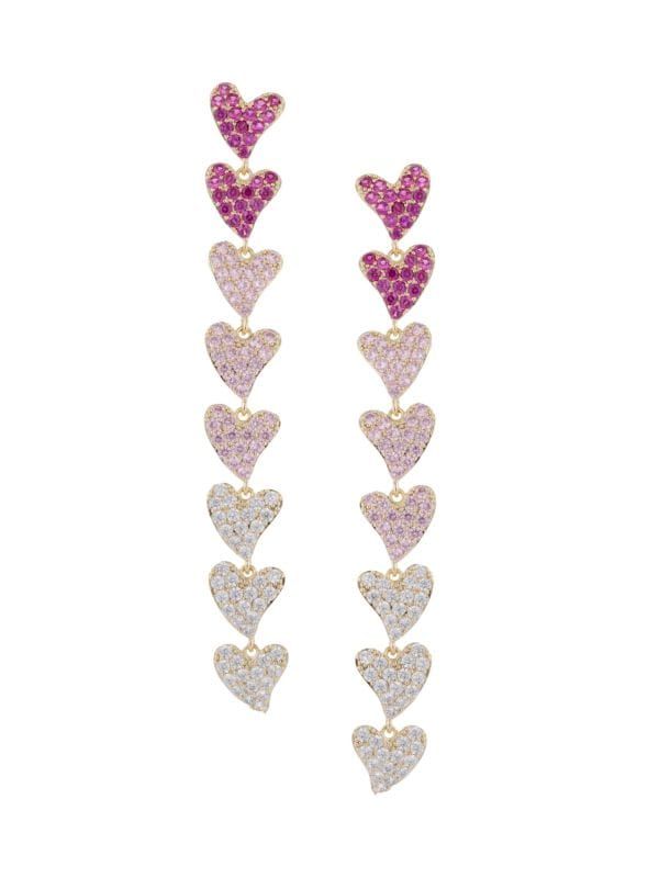 ​The Luxe Rainbow Heart 18K Goldplated & Crystal Earrings | Saks Fifth Avenue OFF 5TH