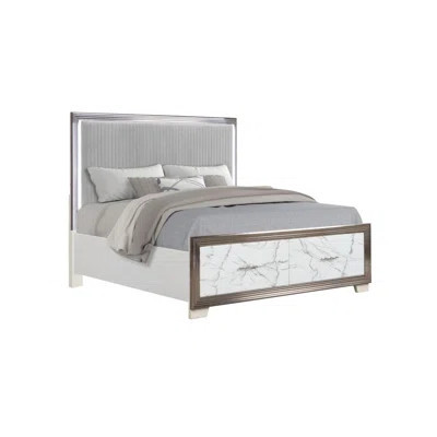 Desire King Bed – Upholstered LED Headboard With Marble-Patterned Footboard Storage And Metallic Trim For A Chic Modern Bedroom Statement (CA INVENTOR | Wayfair North America