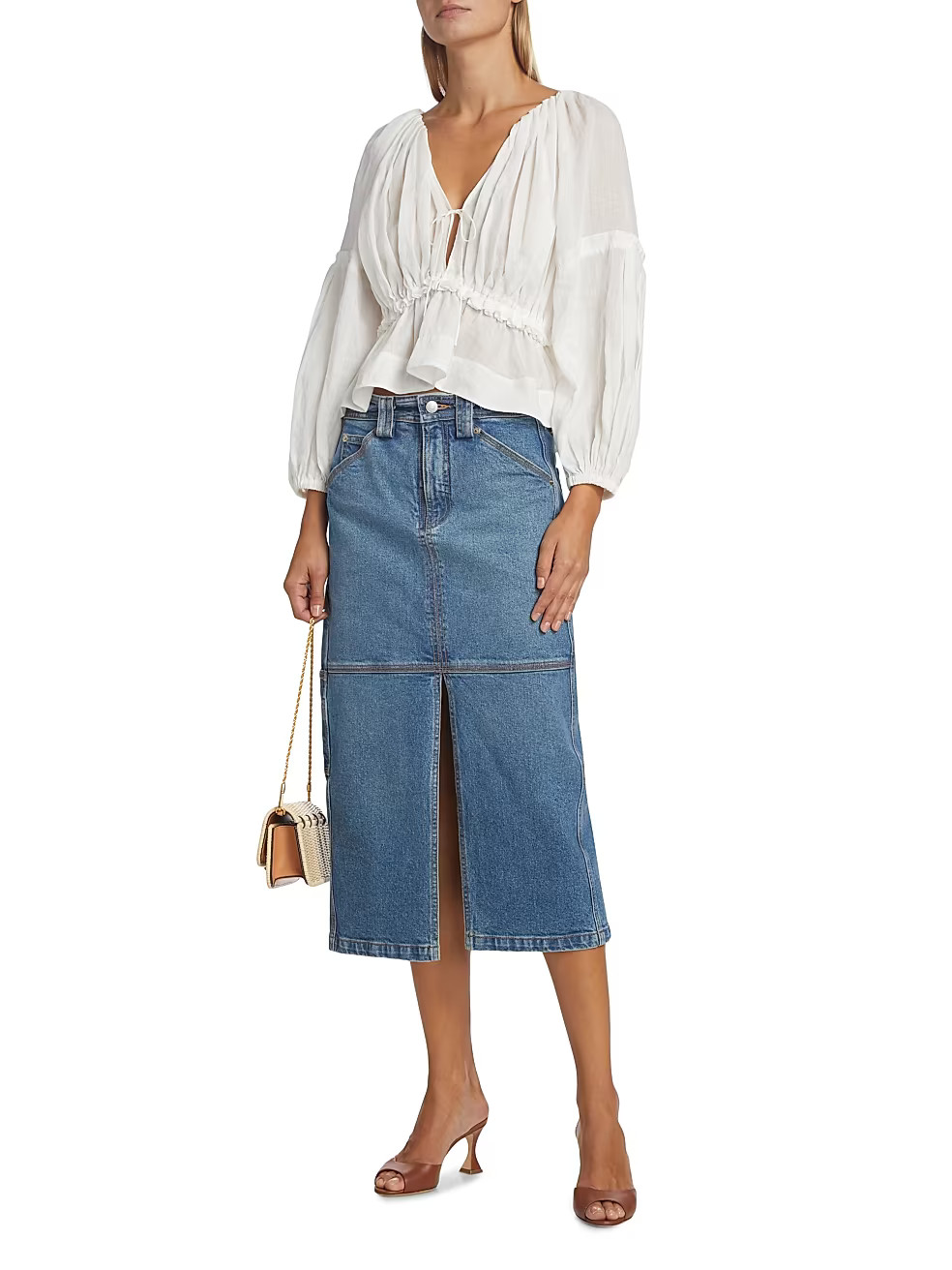 Alden Denim Cargo Midi-Skirt | Saks Fifth Avenue
