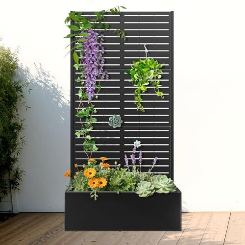 FENCY Metal Raised Garden Bed with Trellis, Metal Planter Box with Trellis, Garden Box for Climbi... | Amazon (US)