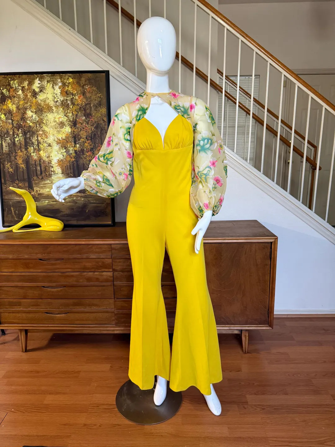 Vintage 60s Fredericks of Hollywood Disco Bell bottom Floral Jumpsuit M L | Etsy (US)