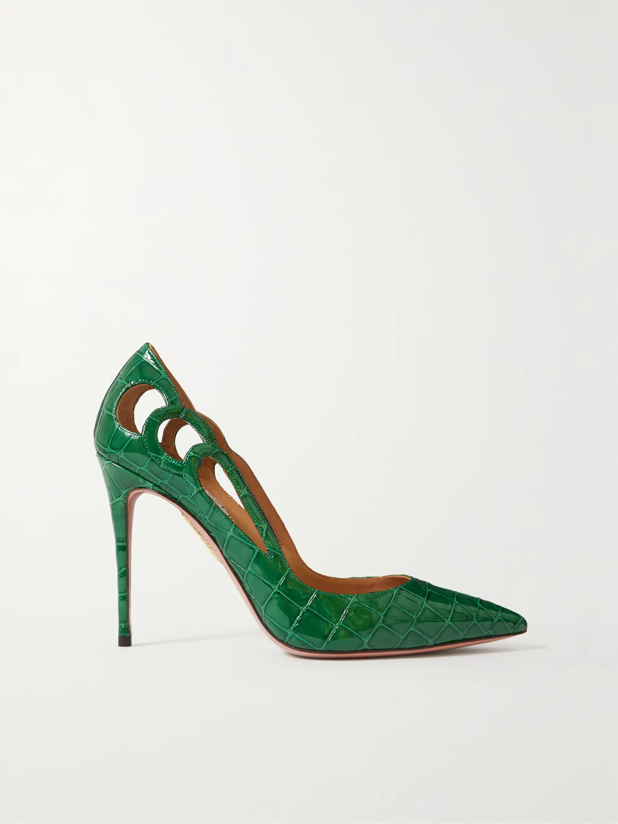 AQUAZZURA Fenix 105 cutout croc-effect leather pumps | NET-A-PORTER | NET-A-PORTER (UK & EU)