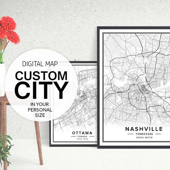 Custom City Map, Custom Map Art, Custom Map Print, City Map Print, City Map Art, Map Download, Ma... | Etsy (US)