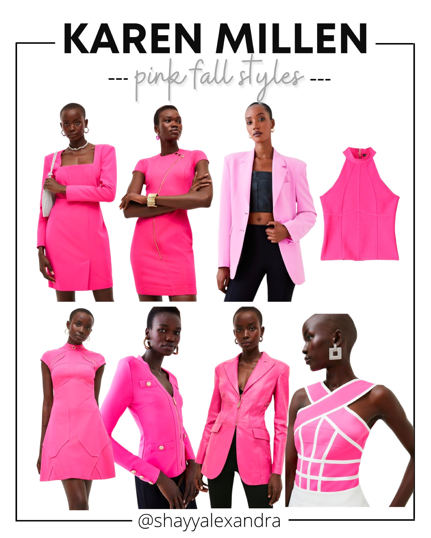 These pink styles from Karen Millen are so cute, feminine, and a fun way to mix it up for fall!

Mini Dress | Military Jacket | Blazer | Halter Top | Bandage Knit Top | Crop Top |  Leather Blazer

#LTKstyletip #LTKSeasonal