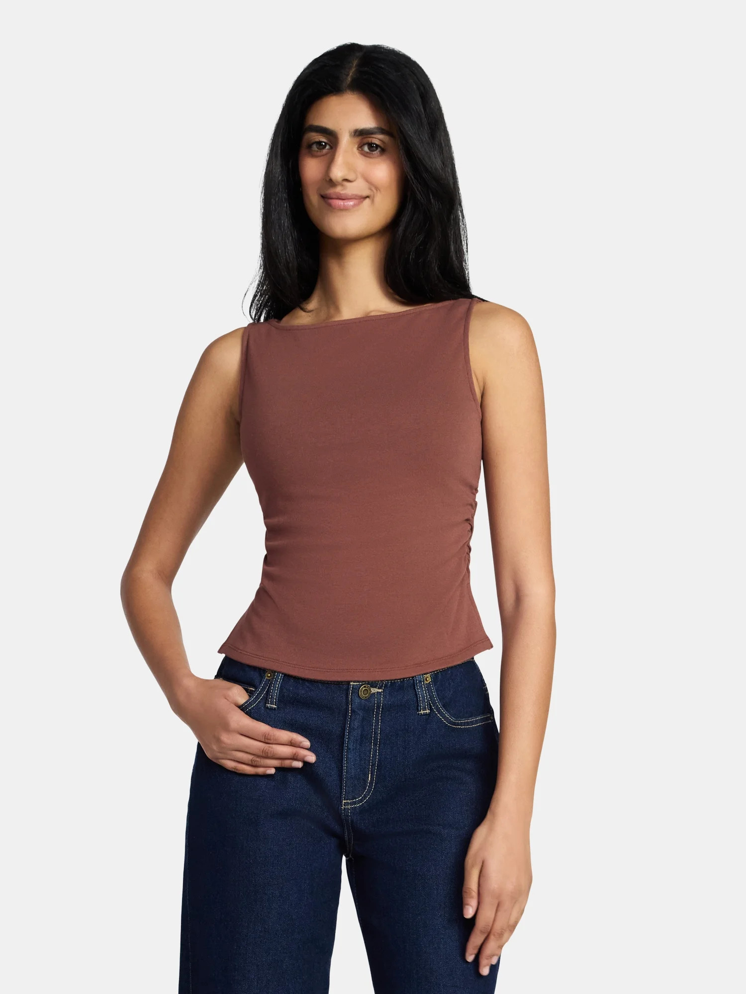 Madden NYC Women's Sleeveless Ruched Tank Top, Sizes XXS-XXL | Walmart (US)