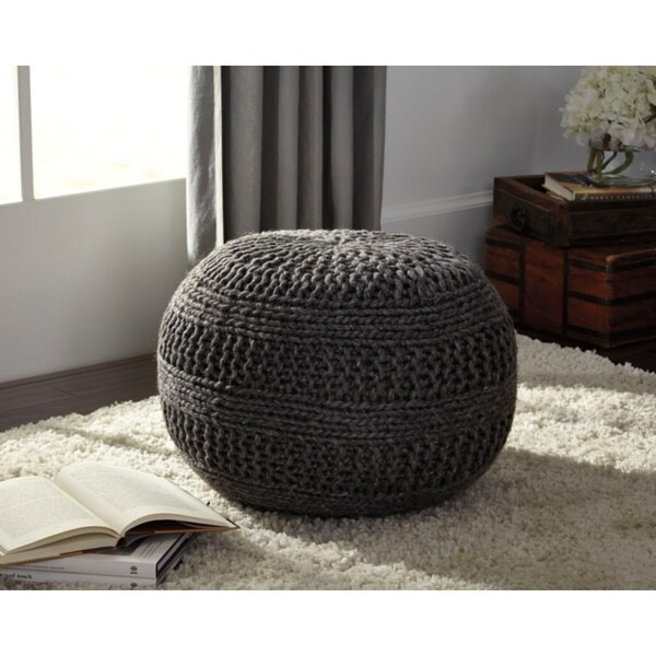 Benedict Charcoal Pouf | Bed Bath & Beyond