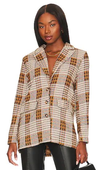 Romy Oversized Blazer in Brown Multi | Revolve Clothing (Global)