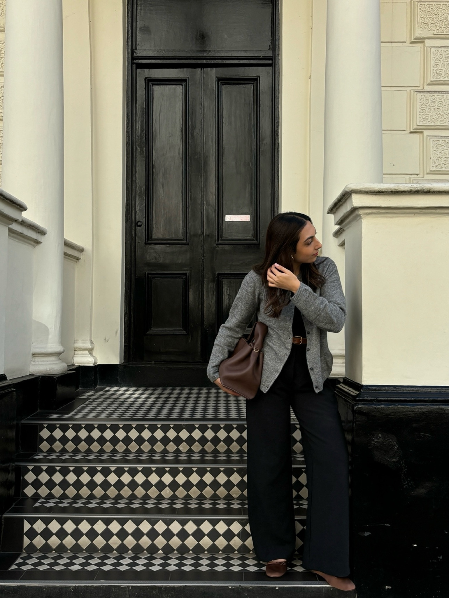 satin ballet flats, ballet flats, bow detail flats, chocolate brown flats, autumn flats, abercrombie, premium crepe, wide leg, black trousers, petite trousers, polene bag, burgundy, reversible belt, coach, grey cardigan, loose fit cardigan, h&m, autumn casual outfit inspo

#LTKfindsunder50 #LTKSeasonal #LTKstyletip