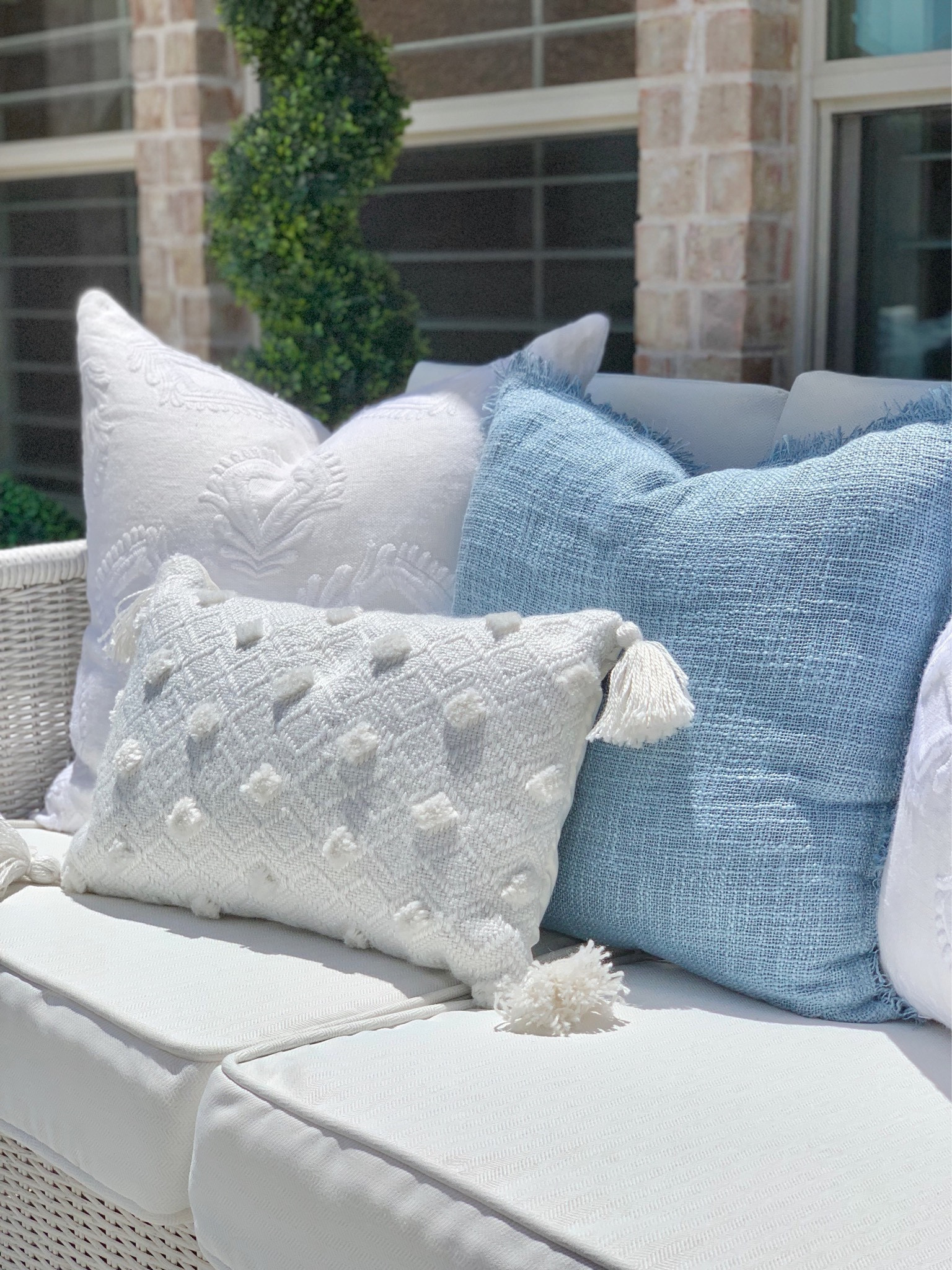 Blue and white outdoor pillows  

#LTKFind #LTKsalealert #LTKunder50