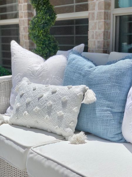 Blue and white outdoor pillows  

#LTKFind #LTKsalealert #LTKunder50