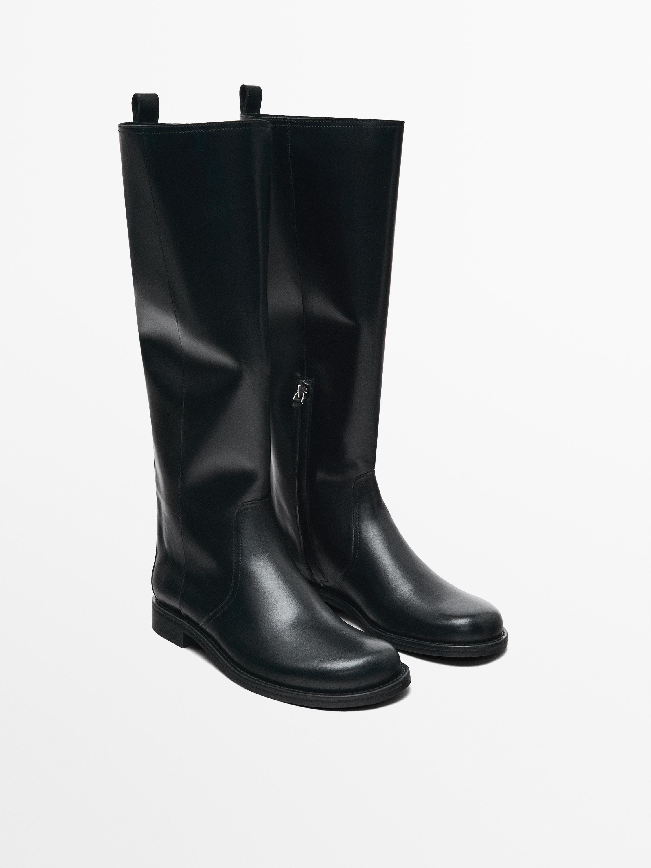 Flat boots with rounded toe | Massimo Dutti UK