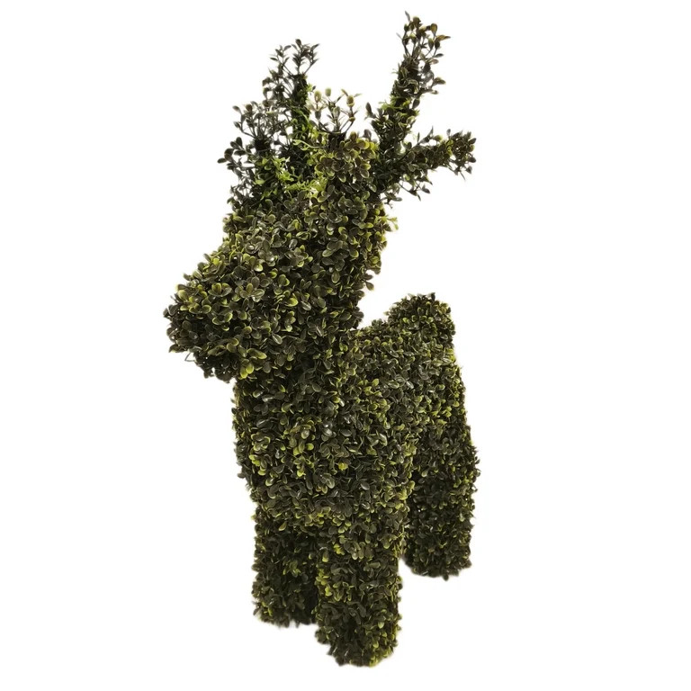 My Texas House Boxwood Deer Topiary Christmas Decoration, Green, 29" | Walmart (US)
