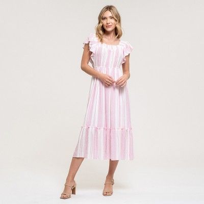 August Sky Women's Short Flutter Sleeve Maxi Dress | Target