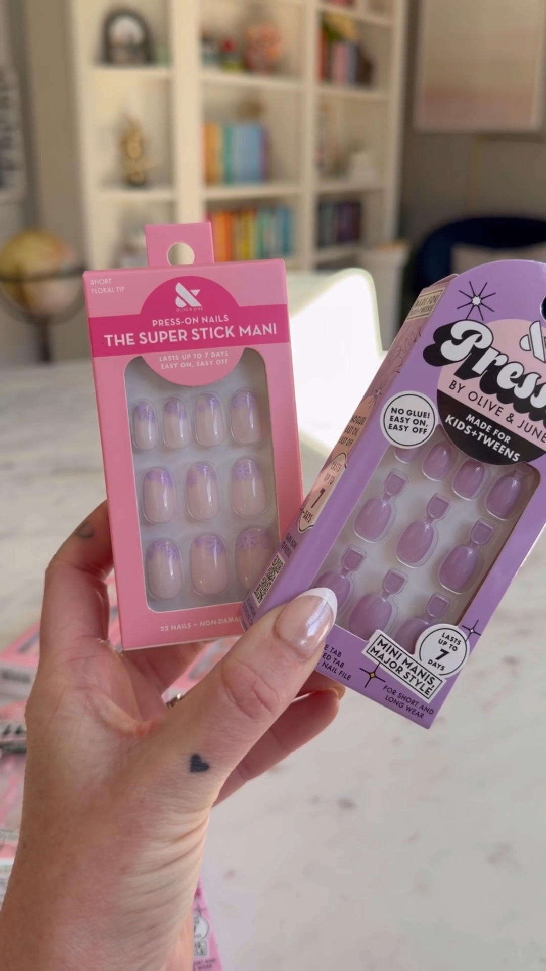 Olive & June nails for mommy and me matching manicure
Press on nails at target with super stick tabs and nails for girls and tweens 
Easter basket gift ideas 