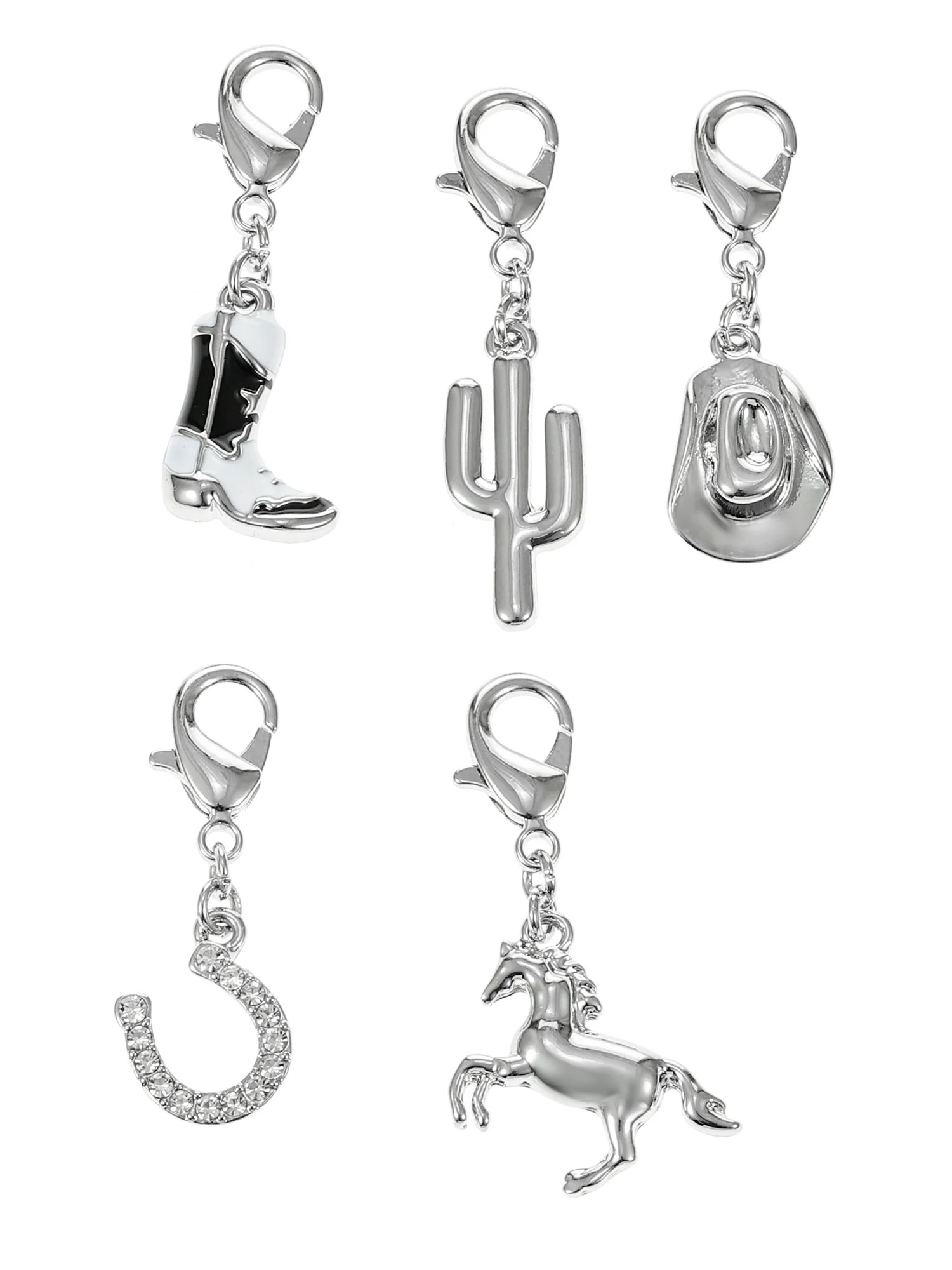 Time and Tru Silvertone Multi Charm Set, Cowgirls Rule, 5 Pieces | Walmart (US)