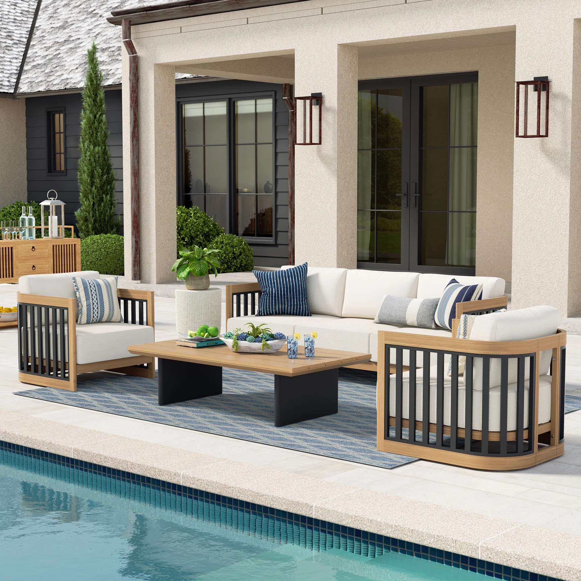 Sereno Patio 5 Person Aluminum Conversation Set With Cushions | Wayfair North America