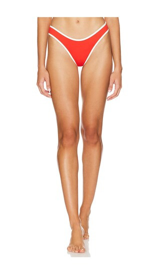 Classic Scoop Bikini Bottom in Fiery Red & Off White | Revolve Clothing (Global)