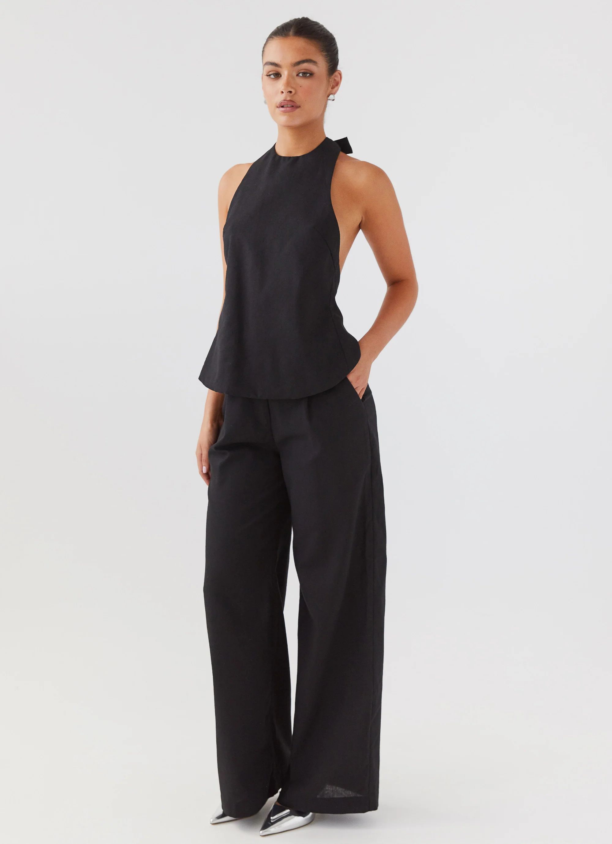 Heatwave Linen Wide Leg Pants - Black | Peppermayo (Global)