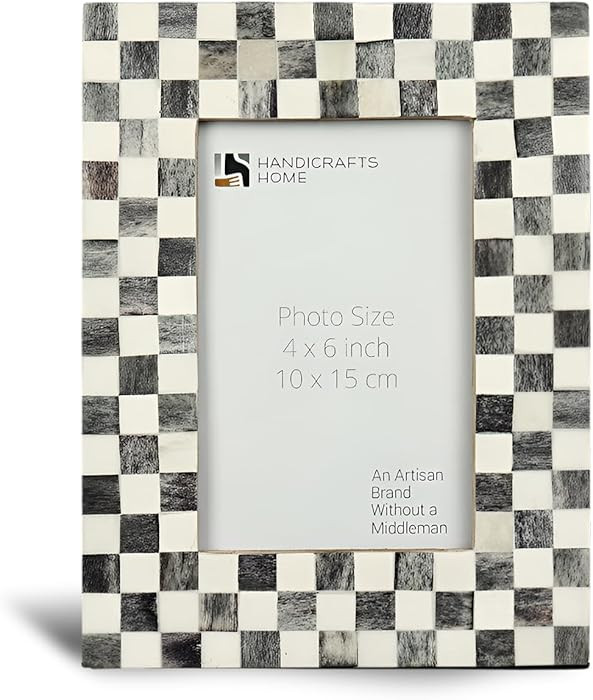 Handicrafts Home 4x6 Picture Frame, Black White Checked Frames, Bone Inlay Frame for Wall Decor, ... | Amazon (US)