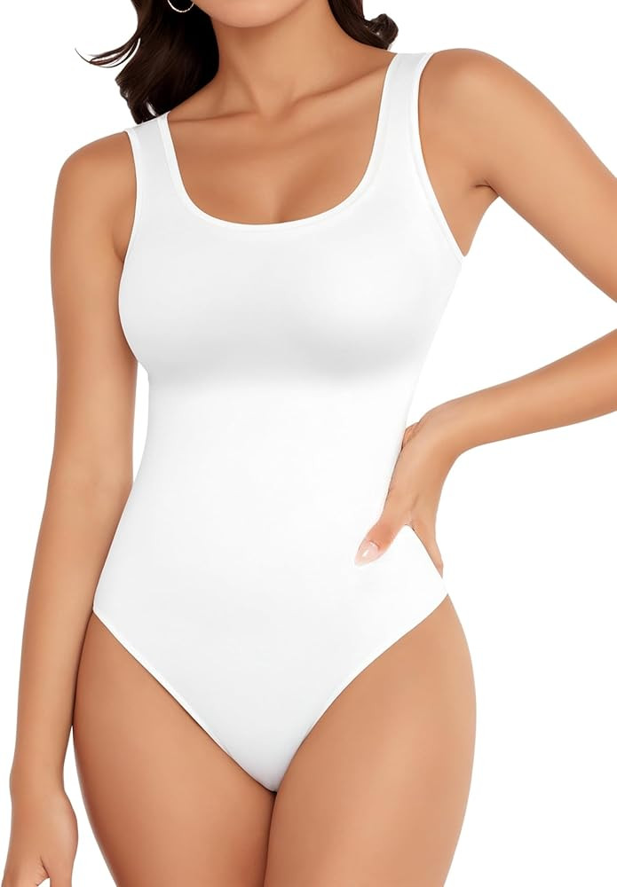 Women's Scoop Neck Sleeveless Bodysuits Backless Tank Top Body Suits for Womens Sexy Bodysuit Top... | Amazon (US)