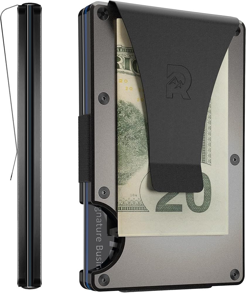 The Ridge Minimalist Slim Wallet For Men - RFID Blocking Front Pocket Credit Card Holder - Metal ... | Amazon (US)