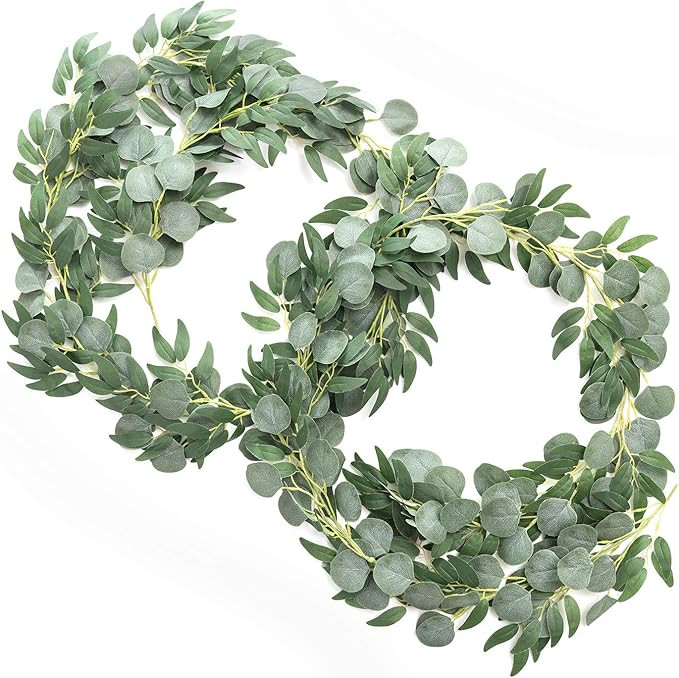 Ling's Moment Artificial Eucalyptus and Willow Garlands, 2pcs Fake Vines Greenery Leaves for Wedd... | Amazon (US)