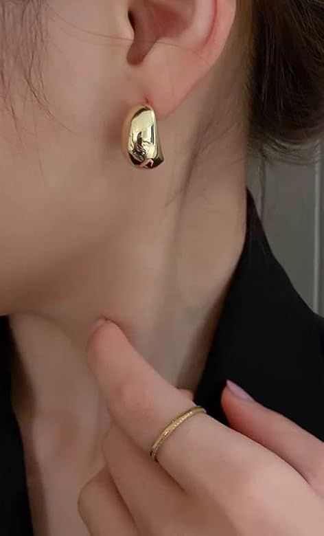 Tear Drop Stud Earring Chunky Gold Hoop Ball Earrings Statement Earrings for Teen Girls | Amazon (US)