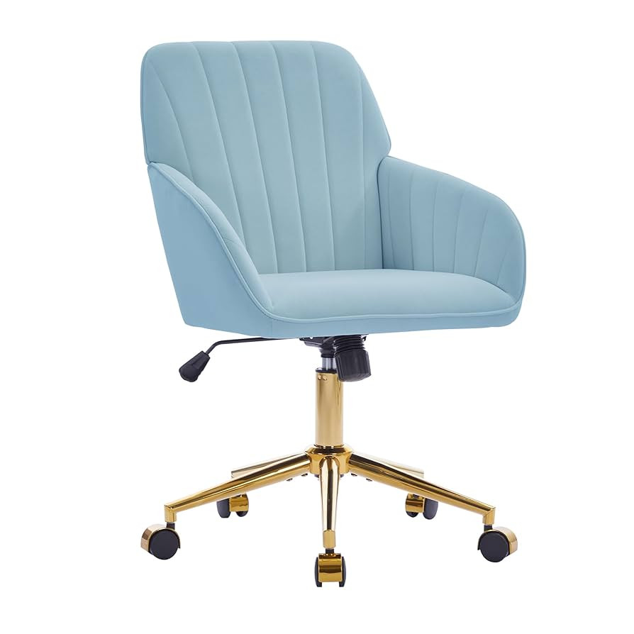 Velvet Home Office Desk Chair, Modern Cute Computer Task Chair with Back, Height Adjustable Uphol... | Amazon (US)