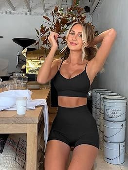 OQQ Yoga Outfit for Women Seamless 2 Piece Workout Gym High Waist Leggings with Sport Bra Set | Amazon (US)