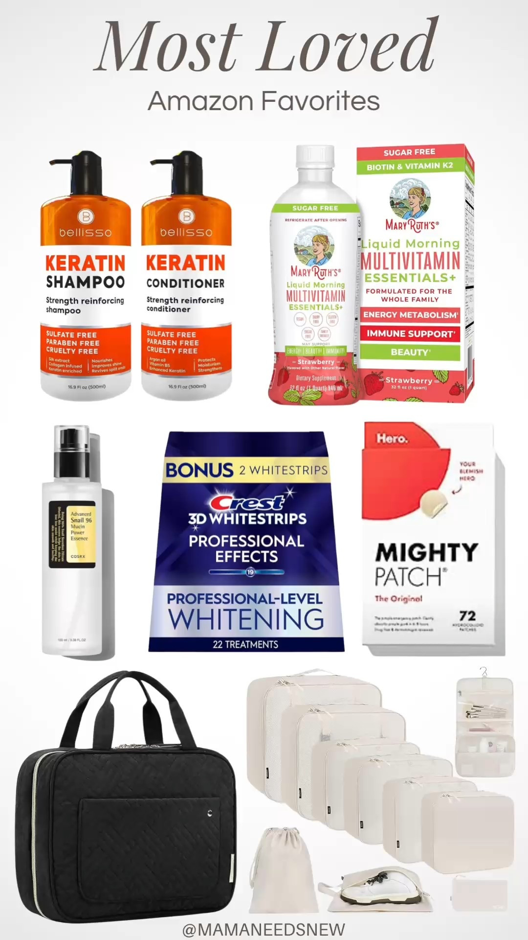 These are some of the Amazon items I cannot live without:
1. Best keratin shampoo/ conditioner to help manage my naturally frizzy hair (I’ve tried many before it)
2. Liquid vitamin I take every morning for over 2 years, never had energy until I started taking this 
3. My favorite moisturizing serum for glowy skin 
4. Whitening strips I used regularly, I’ve tried all the natural ones and still went back to these
5. Pimple patches are a must for me during breakouts
6. The travel toiletry bag I take on every single trip, fits everything for myself, husband and 3 kids
7. Packing cubes I can’t travel without, being organized is key for traveling with all these kids 

#LTKFindsUnder50 #LTKSaleAlert #LTKTravel