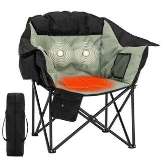 BOZTIY Oversized Heated Camping Chair with Massage w/ Cooler Bag Padded Camp Chair with 3-Heat Le... | The Home Depot