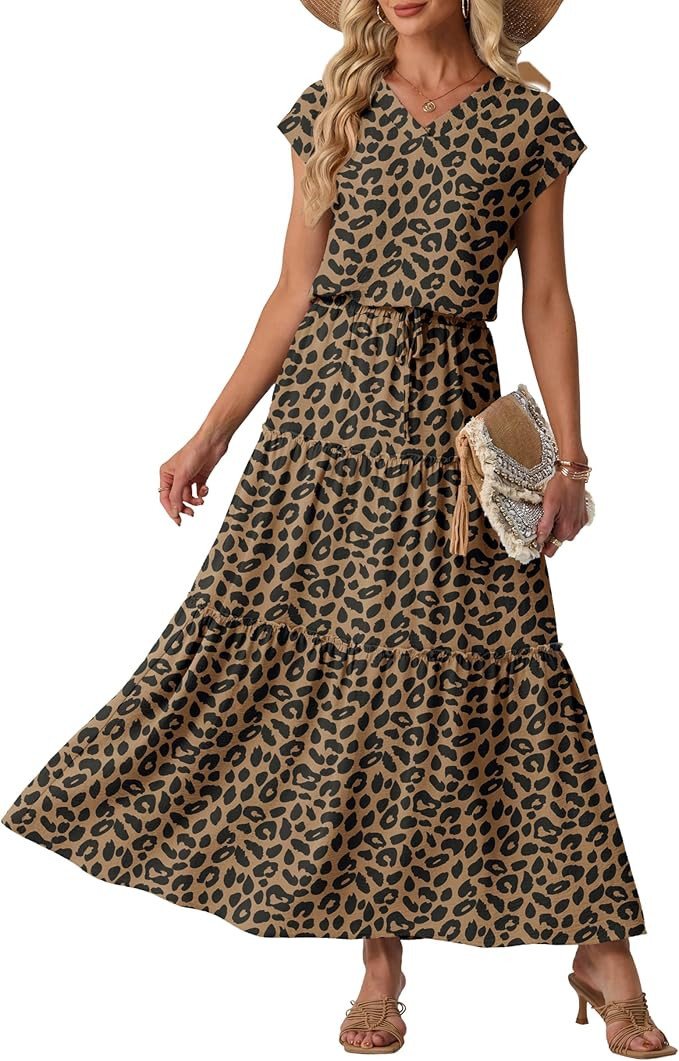 Lepunuo 2 Piece Skirt Sets for Women Flowy Maxi Skirts Cap Sleeve Tops Matching Sets Travel Vacat... | Amazon (US)